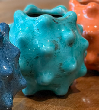 Vases "Oursin" en Céramique Émaillée — Style Vallauris / Space Age