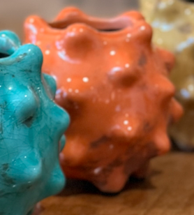 Vases "Oursin" en Céramique Émaillée — Style Vallauris / Space Age