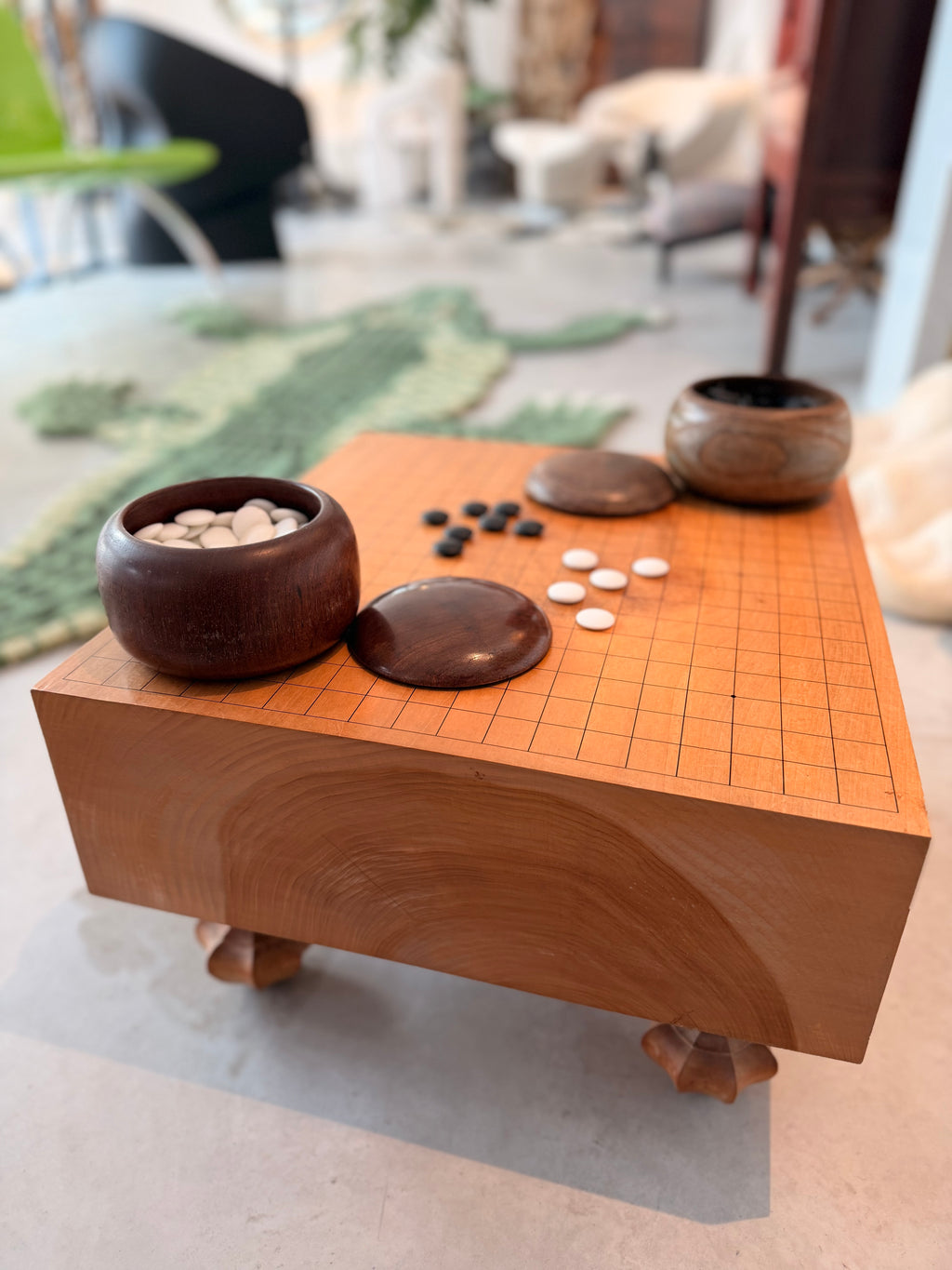Traditional Go Board with Legs & Solid Wood Bowls - Collector's Go Set