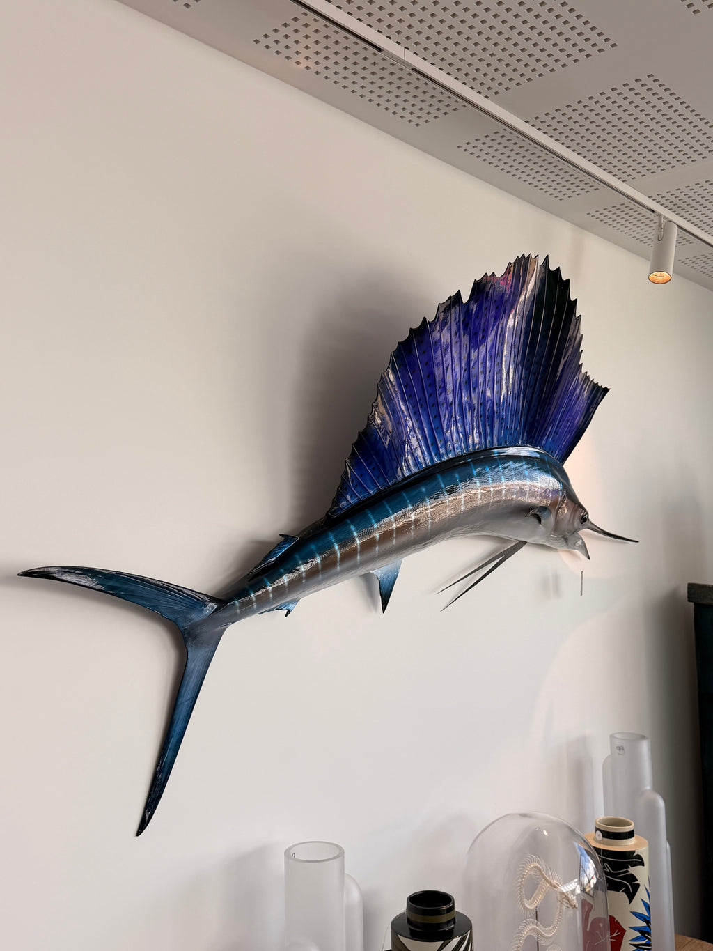 Grande Sculpture Murale "Poisson-Voilier" (Sailfish) — Esprit Cabinet de Curiosités & Cabinet Marine