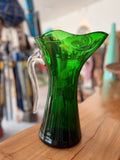 Pichet / Vase Sculptural en Verre Soufflé Vert Émeraude