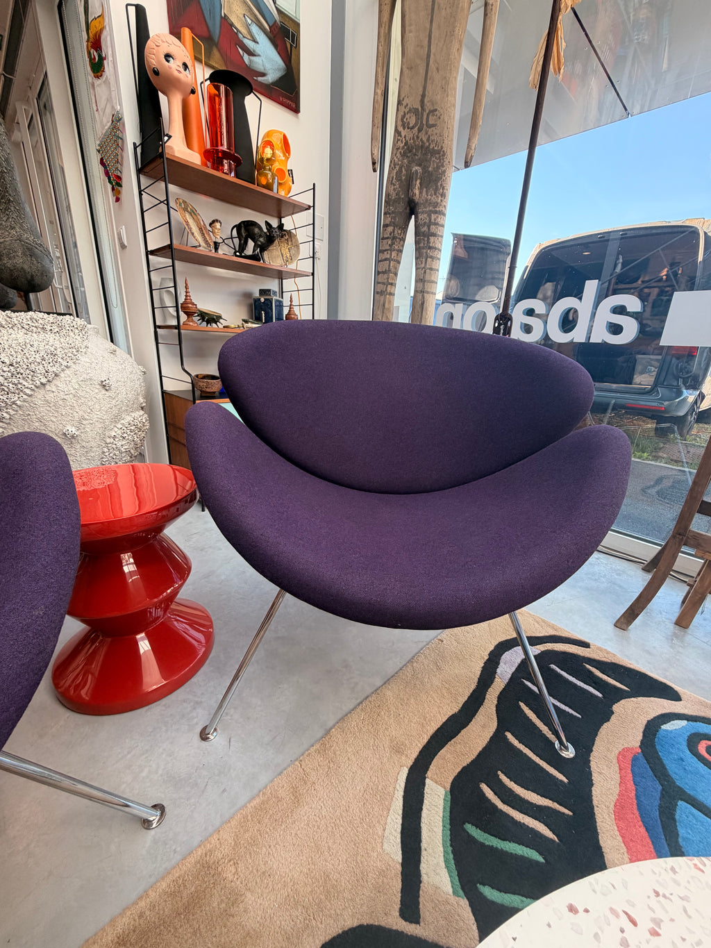 Fauteuil Orange Slice - Pierre Paulin pour Artifort (Tissu violet d'origine)