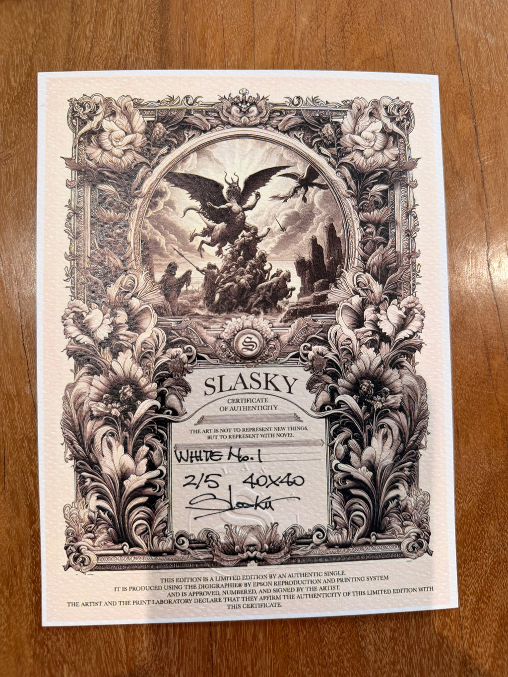 Neo-Classical Emulsion Painting "White No. 1" by Slasky – Unique Limited Edition 2/5, 40x40 Framed