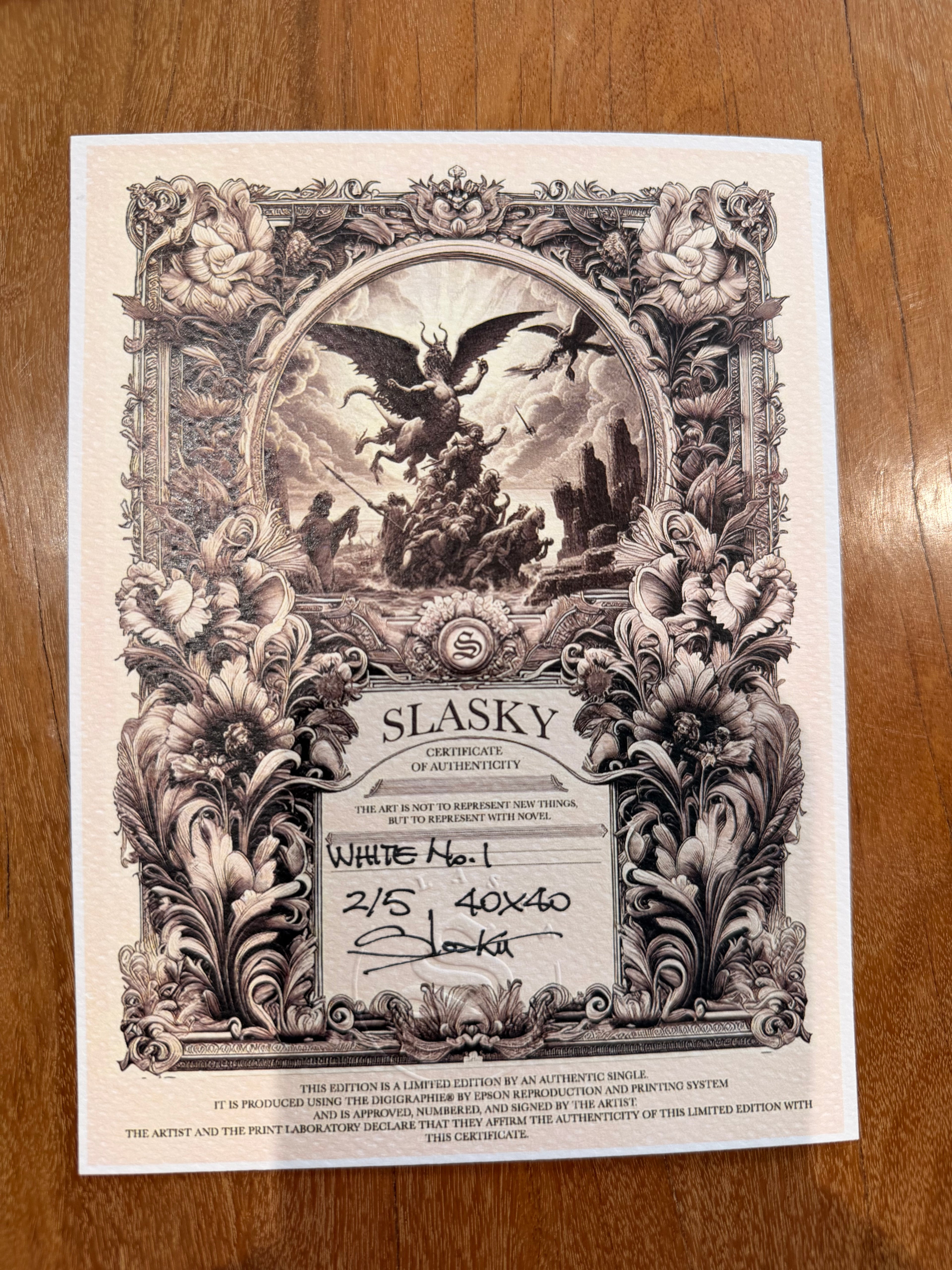 Neo-Classical Emulsion Painting "White No. 1" by Slasky – Unique Limited Edition 2/5, 40x40 Framed