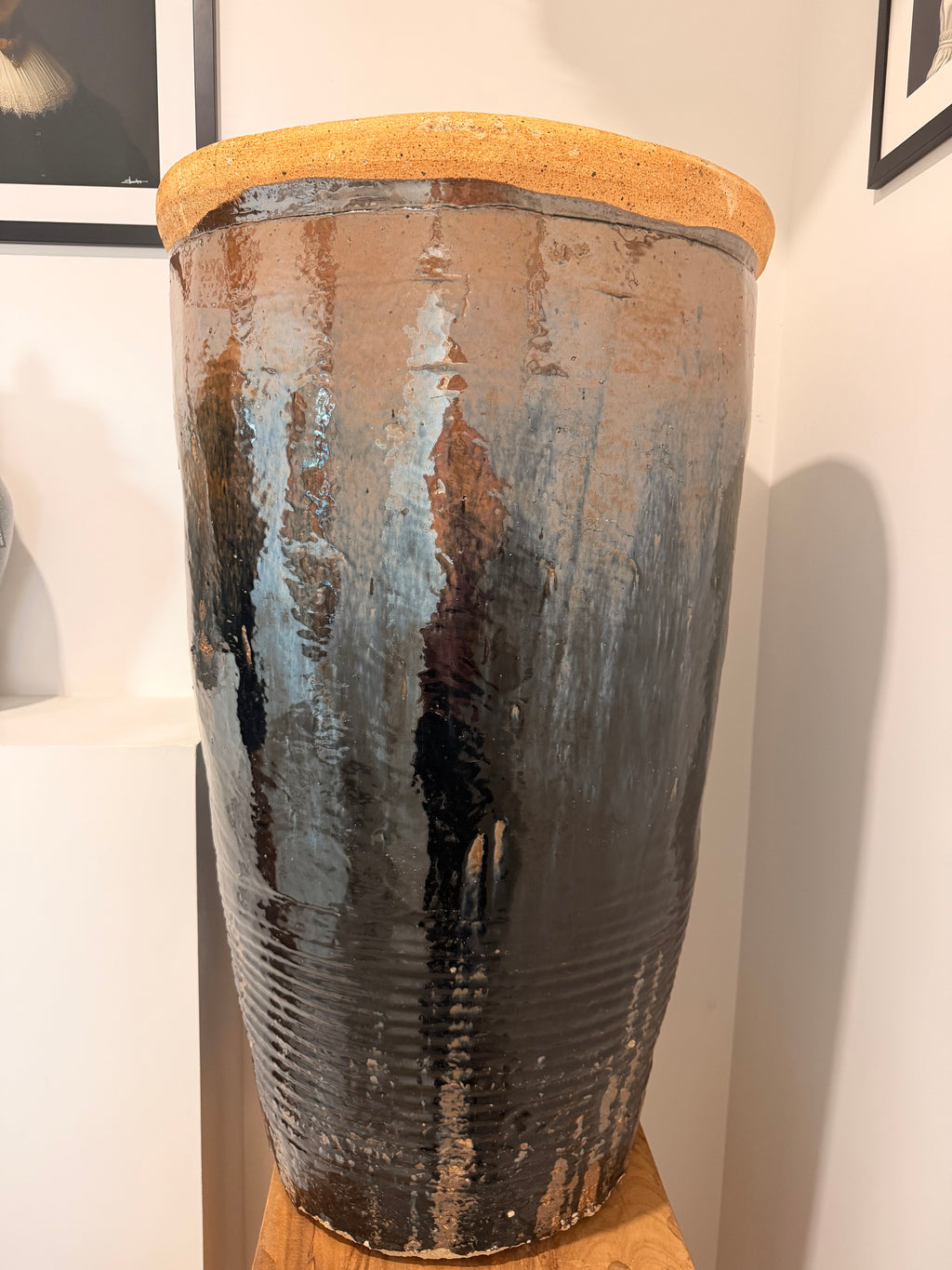 Grand Pot / Jarre en Terre Cuite Émaillée – Pièce Unique d'Artisanat d'Art Décoratif Haut de Gamme