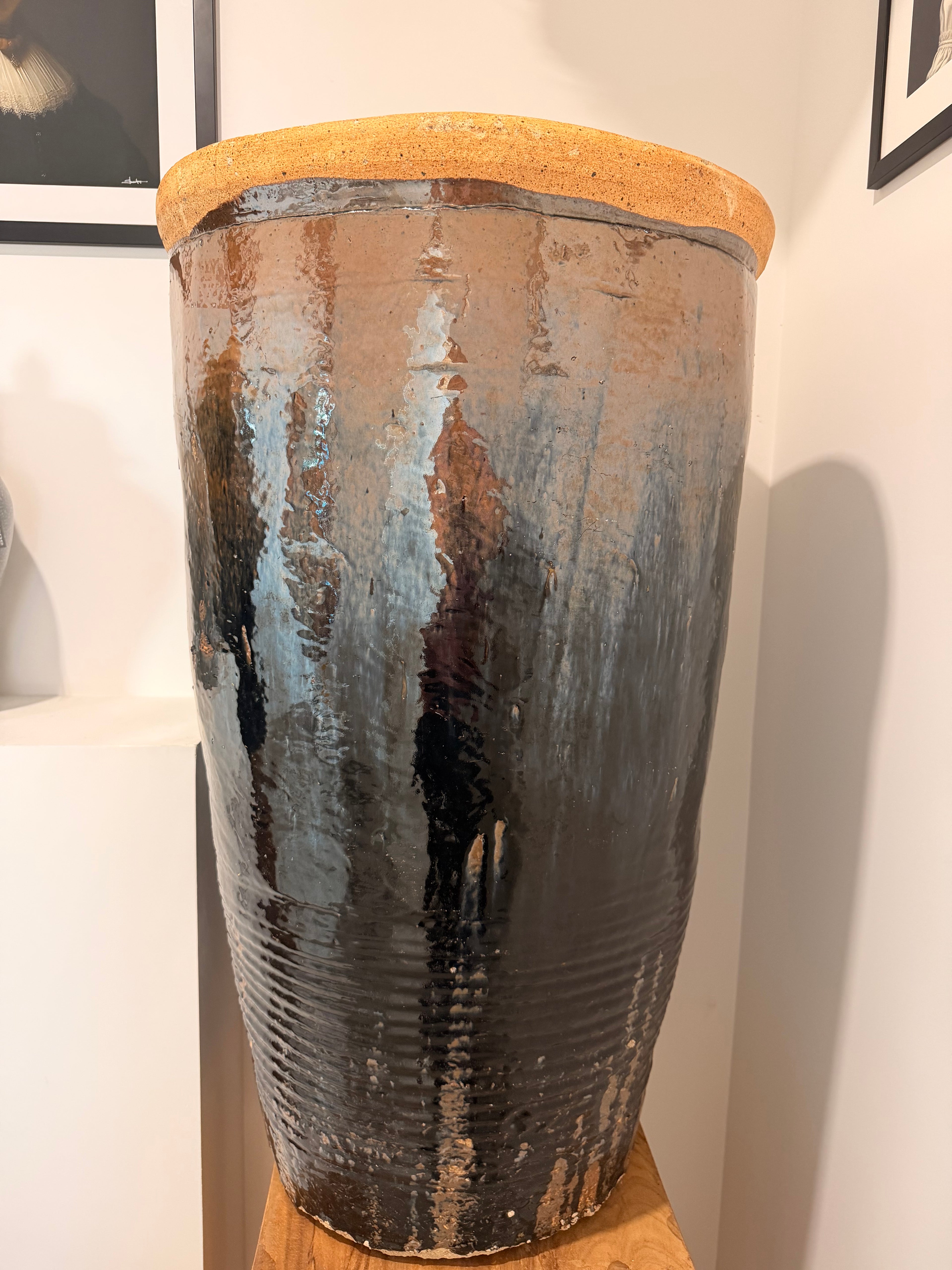 Grand Pot / Jarre en Terre Cuite Émaillée – Pièce Unique d'Artisanat d'Art Décoratif Haut de Gamme