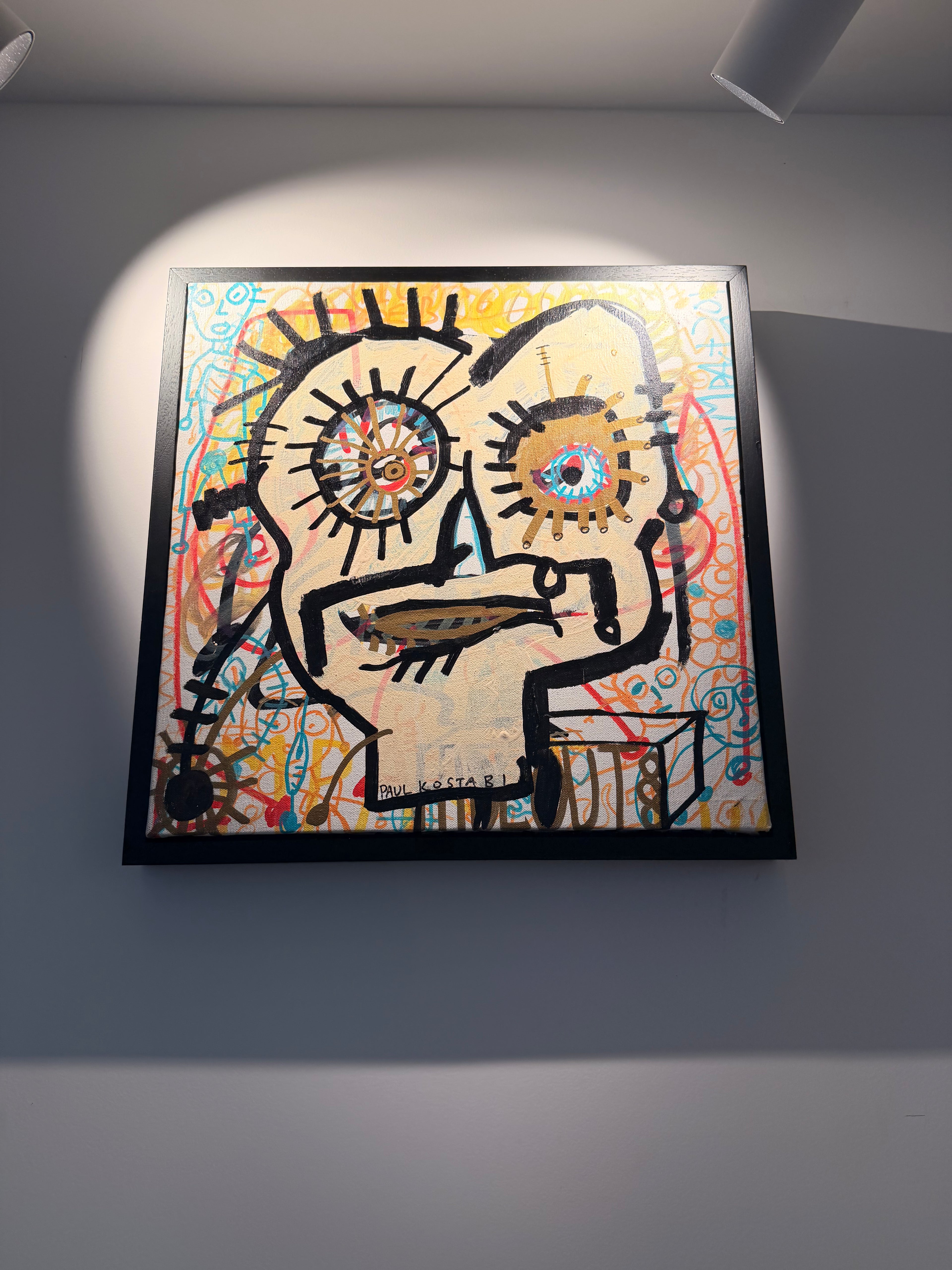 Street Art Painting "Duke" (2011) by Paul Kostabi – Unique Original Artwork, Painting on Canvas in a Floating Frame