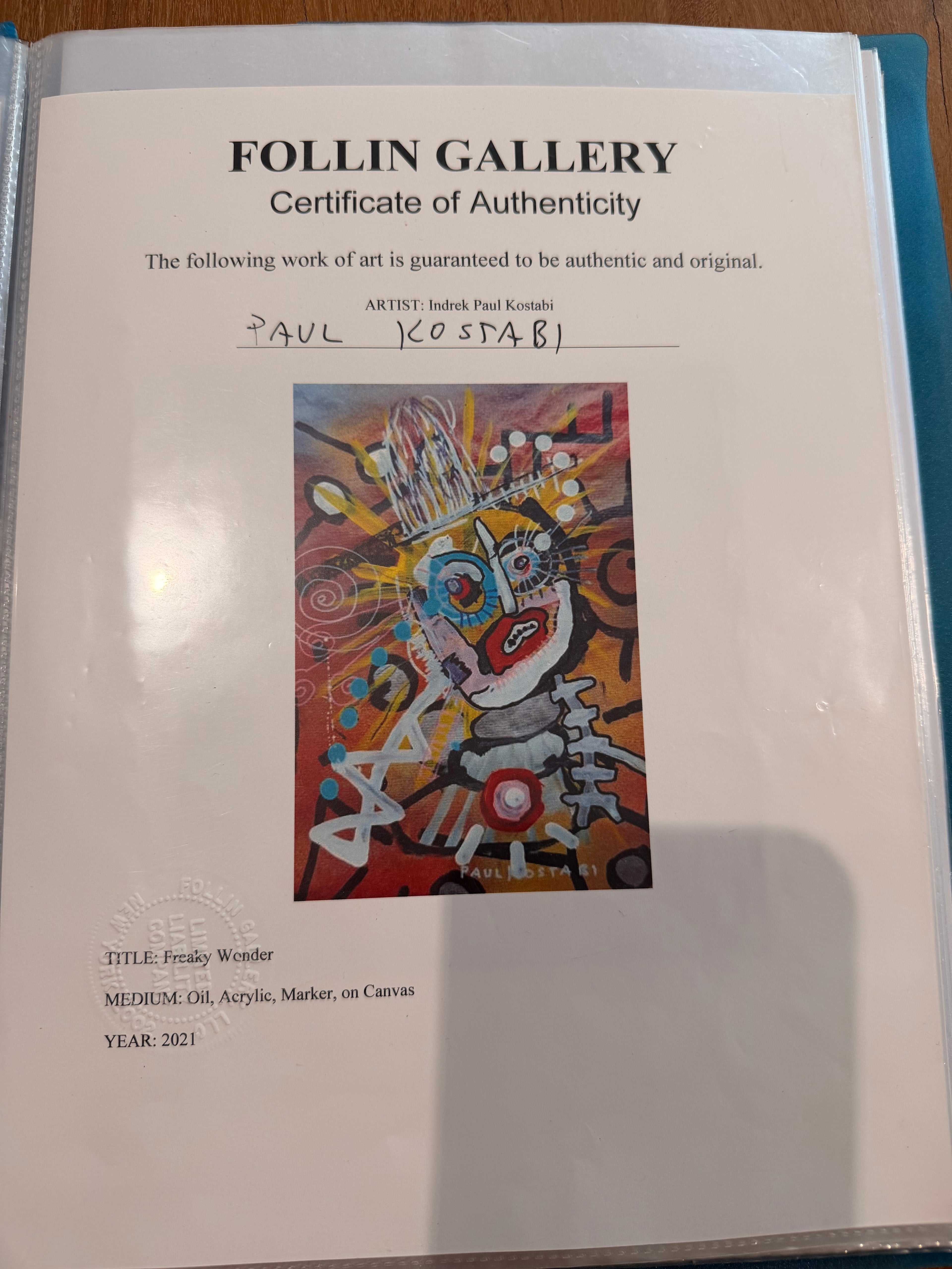 Street Art Painting "Freaky Wonder" (2021) by Paul Kostabi – Unique Original Artwork, Oil & Acrylic on Framed Canvas
