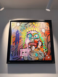 Tableau Street Art « Finding Human Connection In a Can » (2021) par Paul Kostabi – Œuvre Originale Unique, Huile & Acrylique