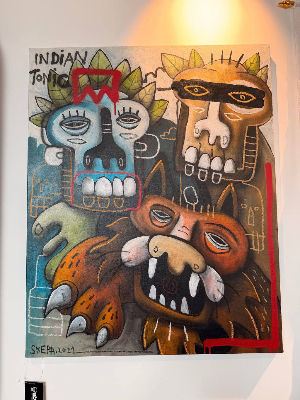 Street Art Painting "Indian Tonic" (2021) by SKEPA – Unique Original Work, Neo-Primitive Style (65 x 81 cm)