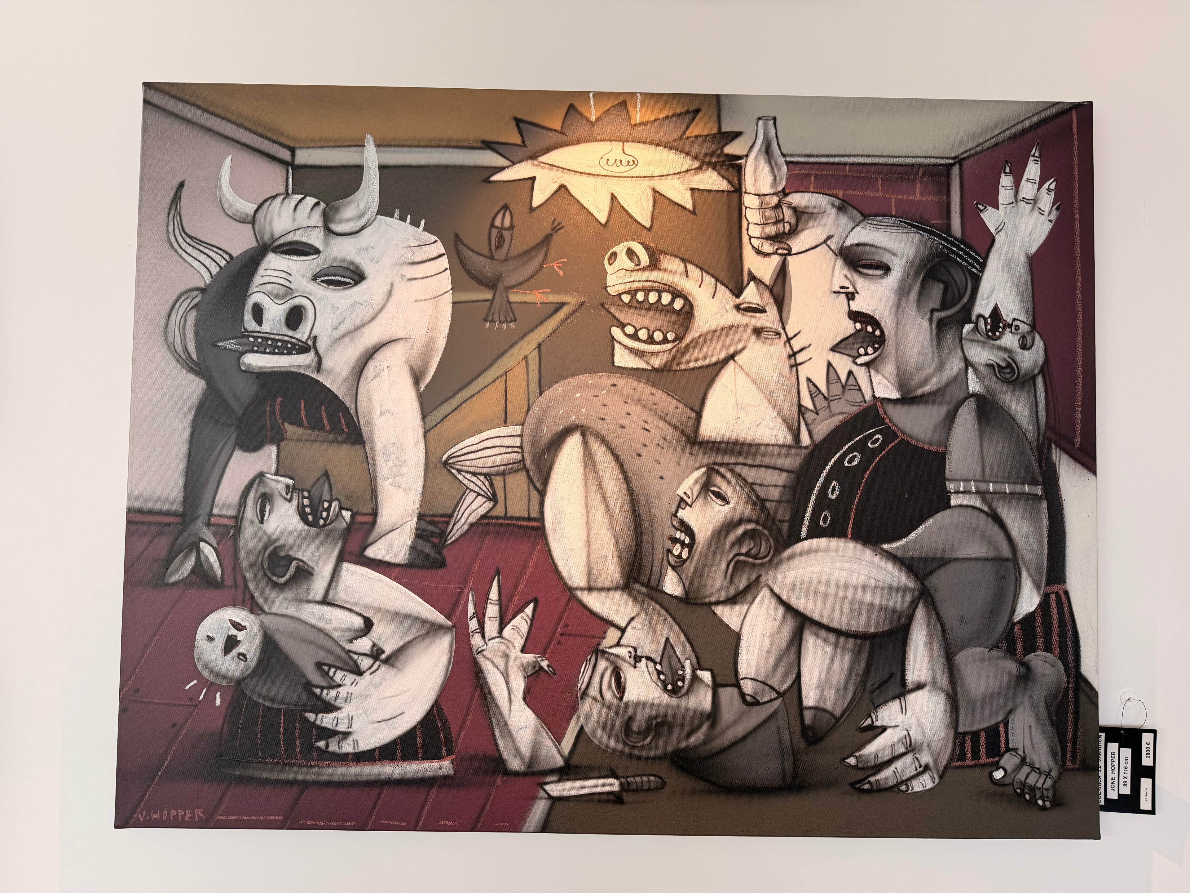 Tableau Street Art « Guernica 3.0 variation » (2022) par Jone Hopper – Œuvre Originale Unique, Format Galerie (89 x 116 cm)