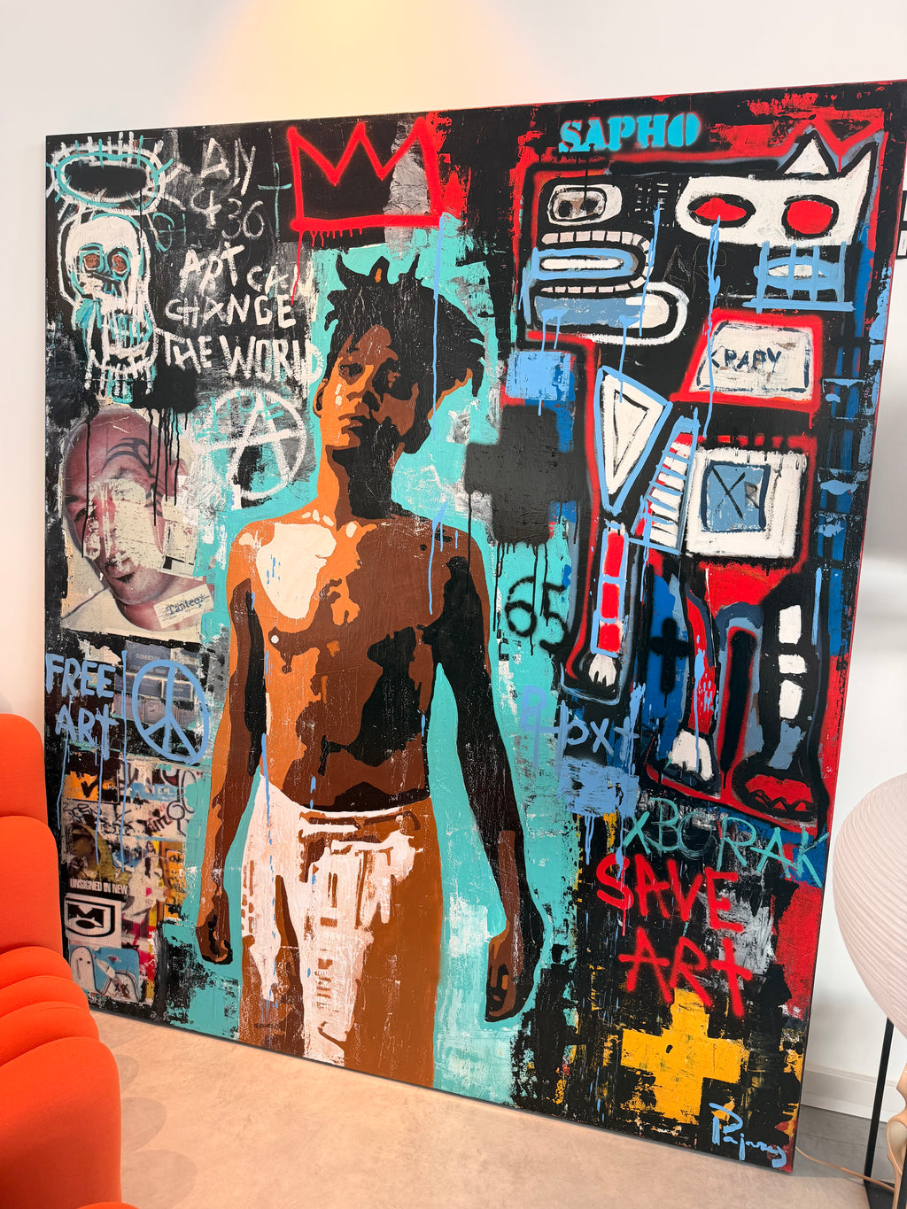 Tableau Street Art Monumental « DOG » (2021) par Juan Manuel Pajares – Œuvre Originale Unique, Technique Mixte sur Toile (185 x 160 cm)