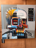 Tableau Street Art « Real King » (2021) par Jone Hopper – Œuvre Originale Unique, Acrylique & Aérosol (80 x 80 cm)