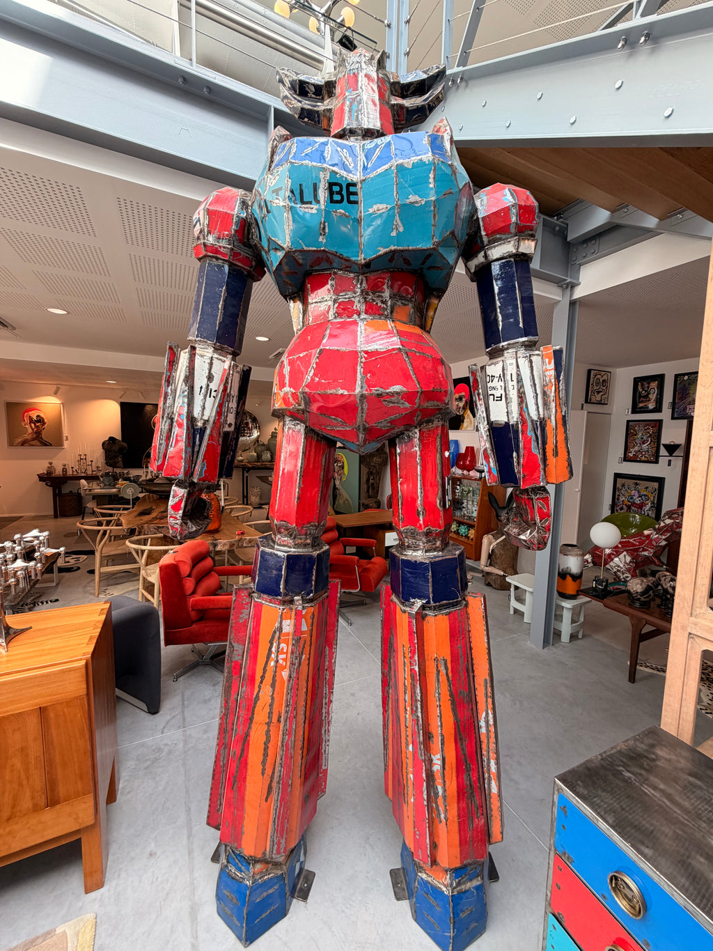 Monumental GOLDORAK Sculpture - Upcycled Art (2.93m)