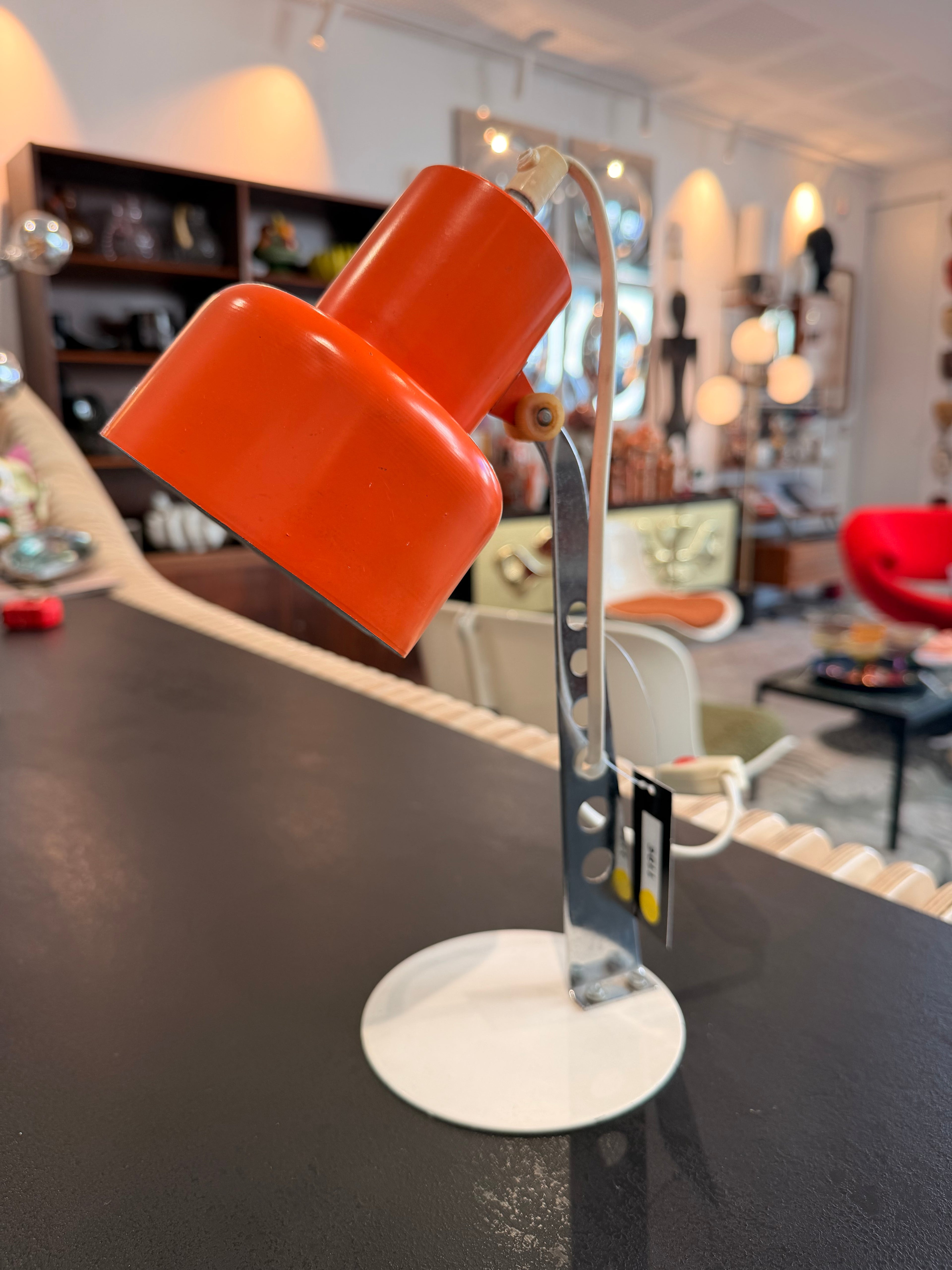 Lampe de Bureau Eyeball Vintage 70's – Design Space Age & Industriel en Métal Orange et Chrome