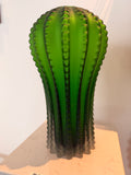"Cactus" Sculptural Vase in Frosted Satin Glass – Emerald Green