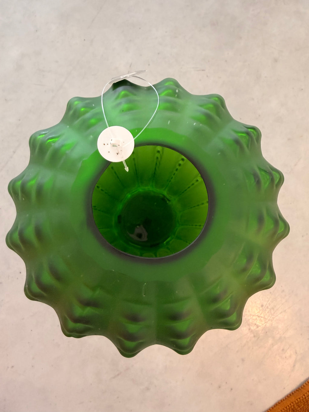 "Cactus" Sculptural Vase in Frosted Satin Glass – Emerald Green