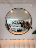 Miroir de Sorcière Convexe Monumental – Cadre Perlé Argenté