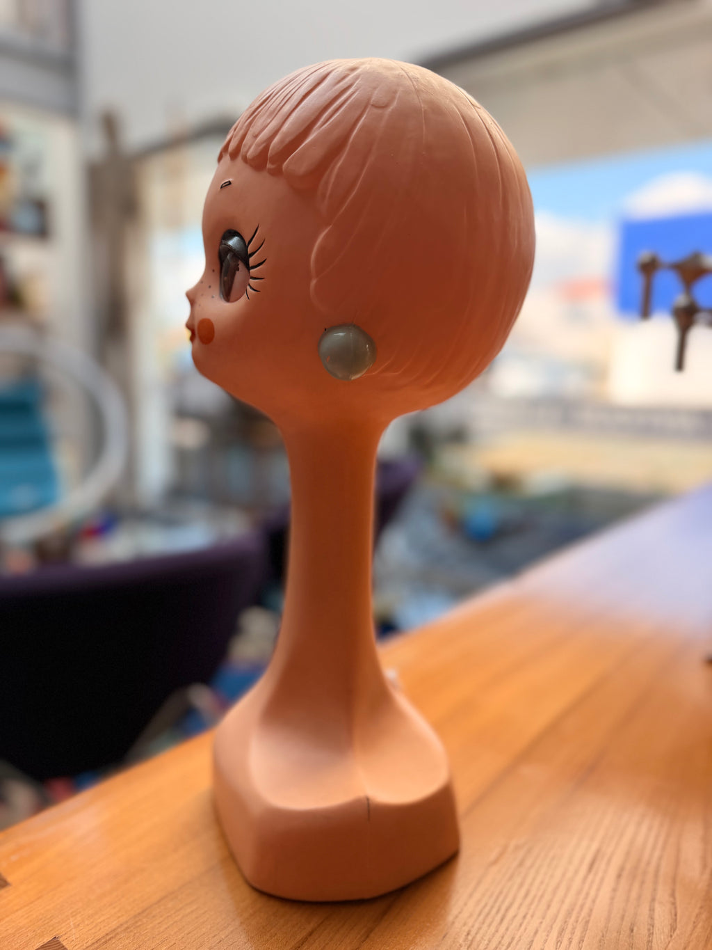 Tête de Mannequin Vintage — Tête d'Affichette "Twiggy Style" (Années 60/70)