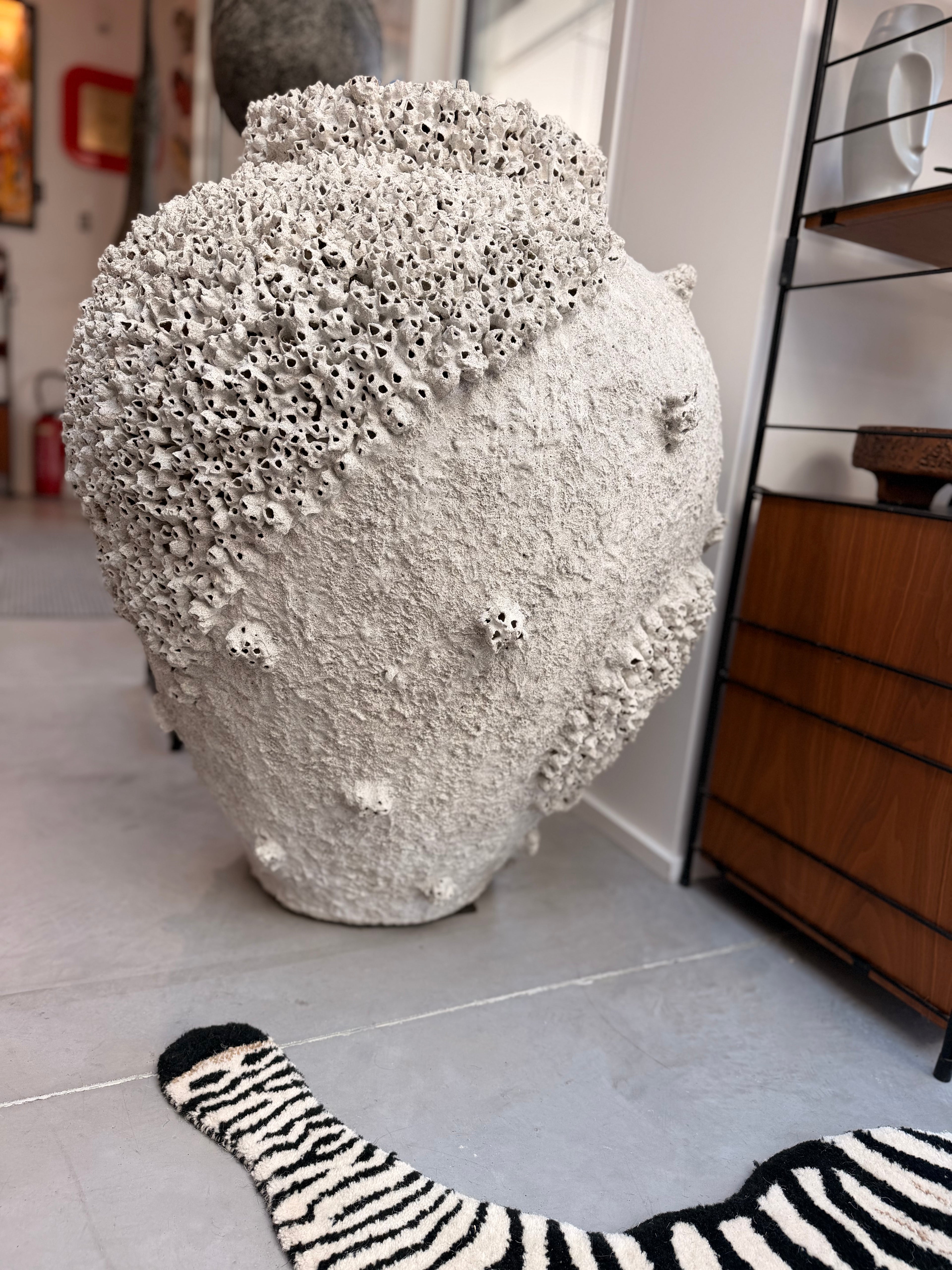 Grande Jarre "Terracotta Coral" — Sculpture Artisanale Effet Corail & Anatifes