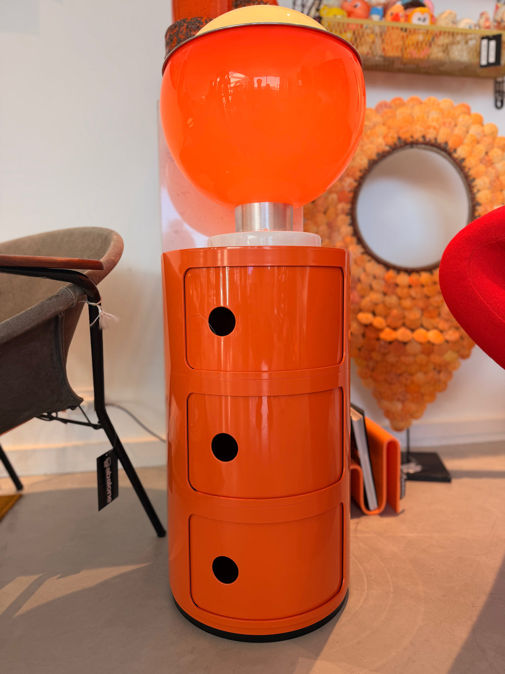 Rangement Cylindrique « Componibili » par Anna Castelli Ferrieri pour Kartell — Édition Limitée Orange Pop (3 Casiers)