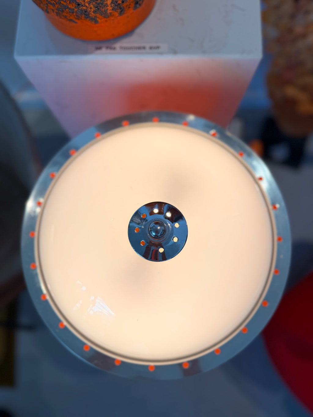 Lampe à Poser Space Age en Perspex Orange & Opaline – Italie, c. 1970