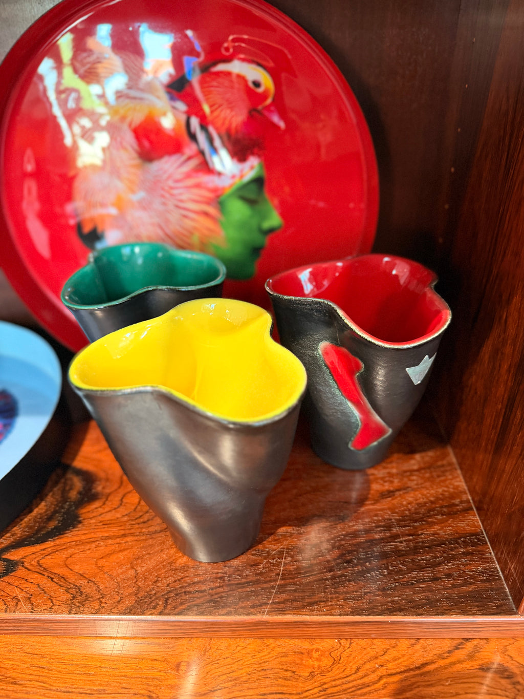 Vases Organiques en Céramique Émaillée bicolore — Col Trilobé (Style Vallauris / 50's-60's)
