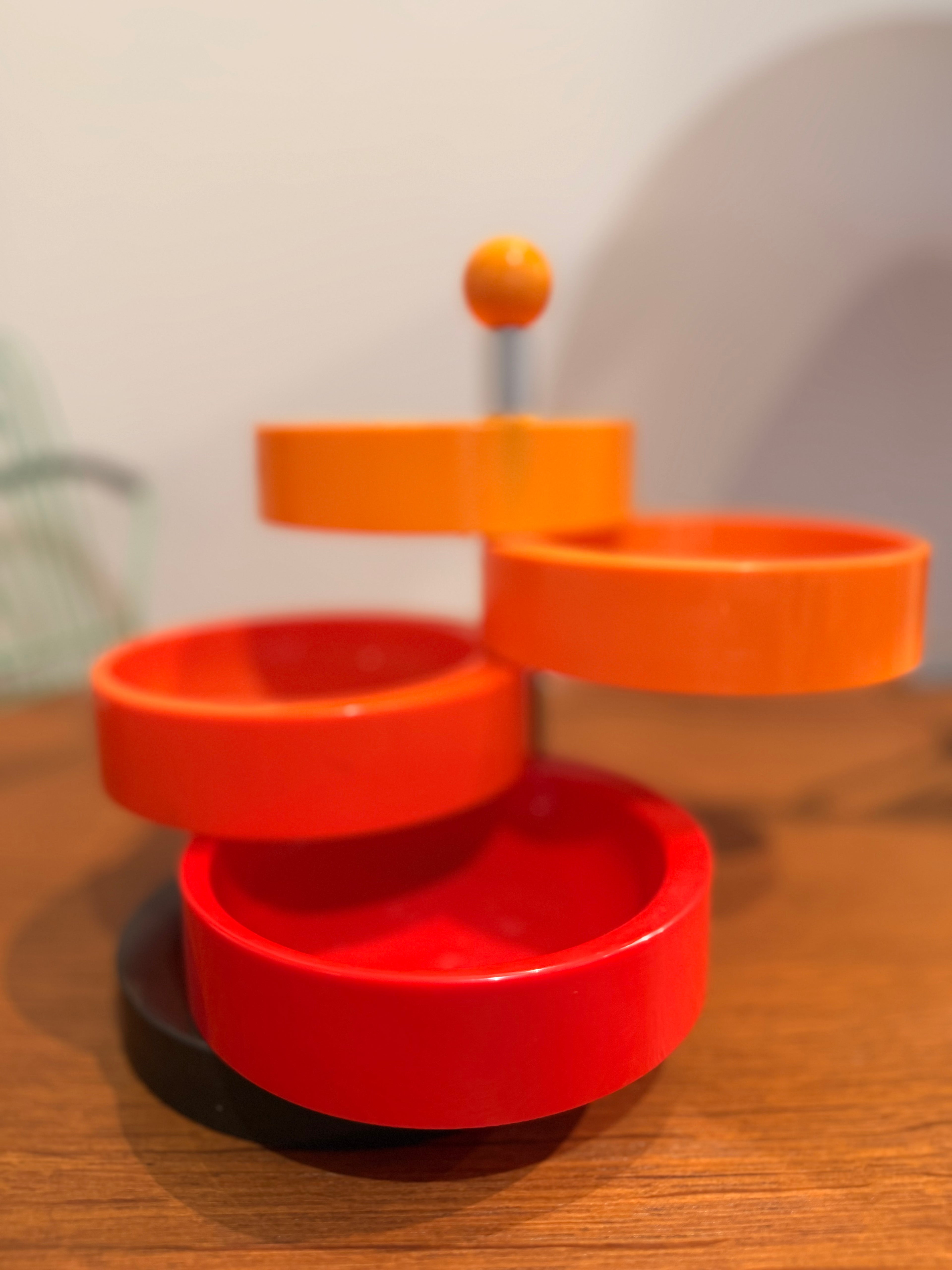 Boîte Rangement Tournante / Vide-Poche Pivotant "Babele" en Plastique Pop (Années 1970)