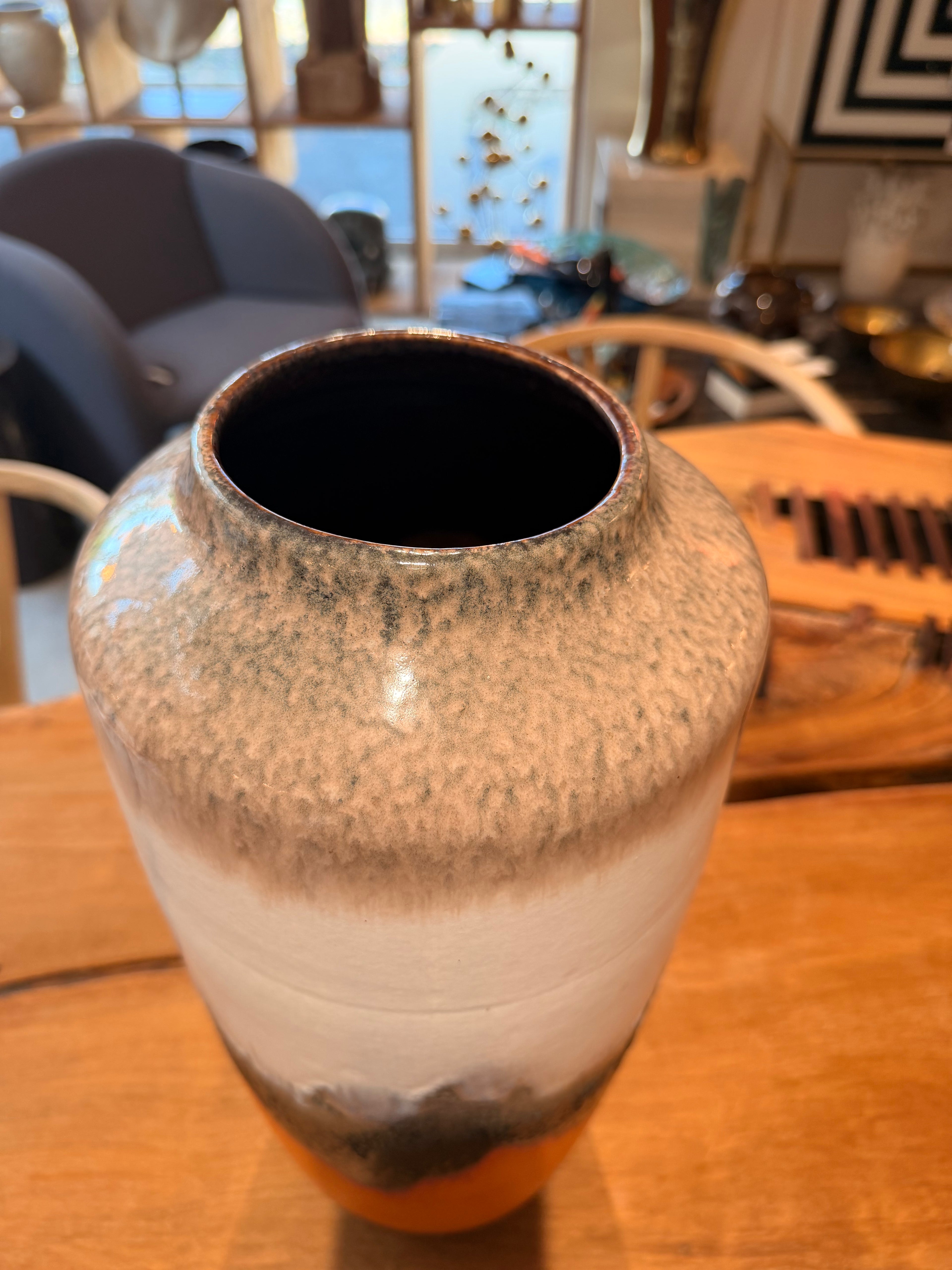 Grand Vase de Sol Vintage « Fat Lava » Tricolore – West Germany (Années 1960)