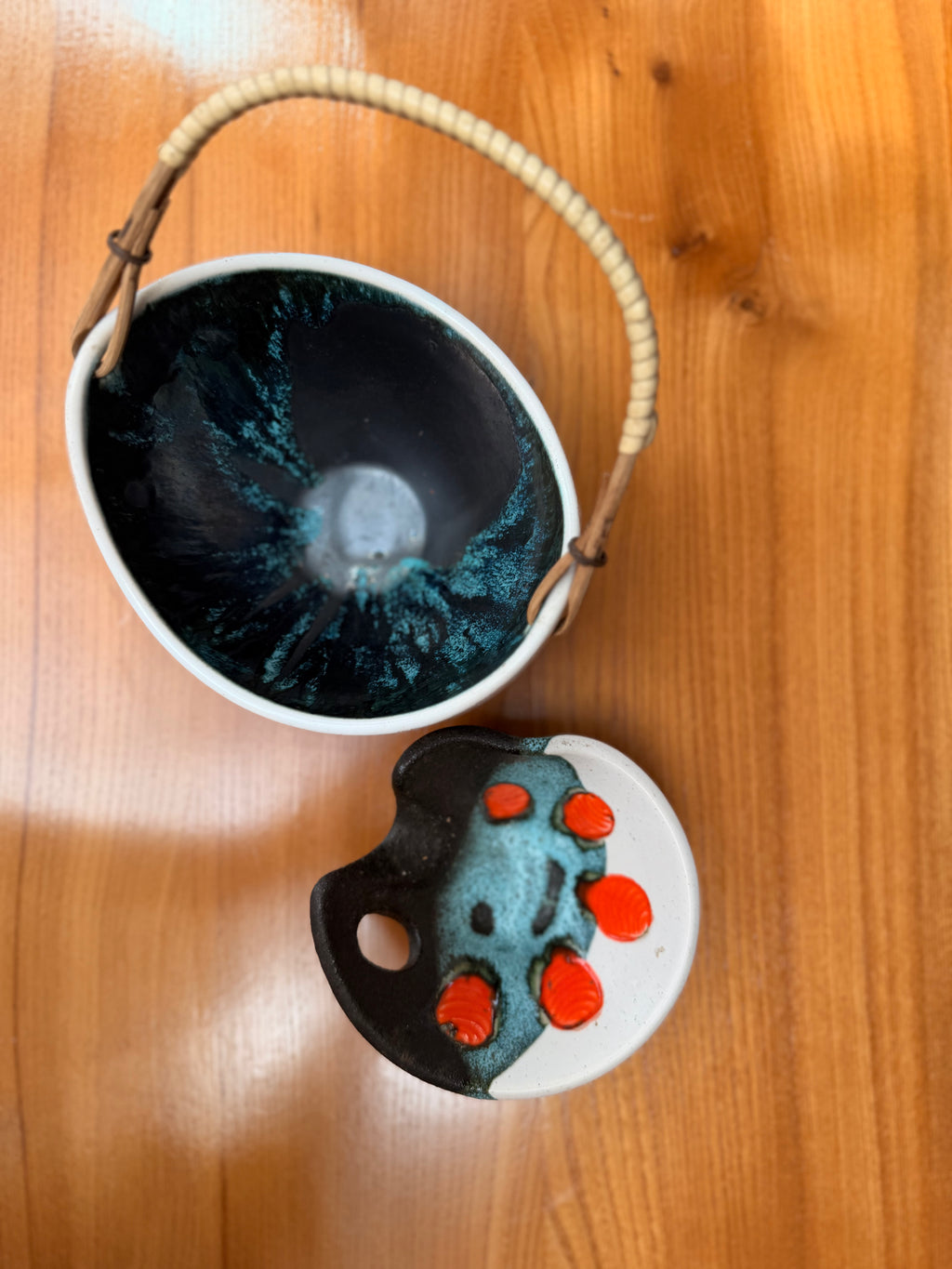 Duo de Céramiques d'Art — Pousse-Café & Vide-Poche par Tscherny / Vallauris (Années 50-60)