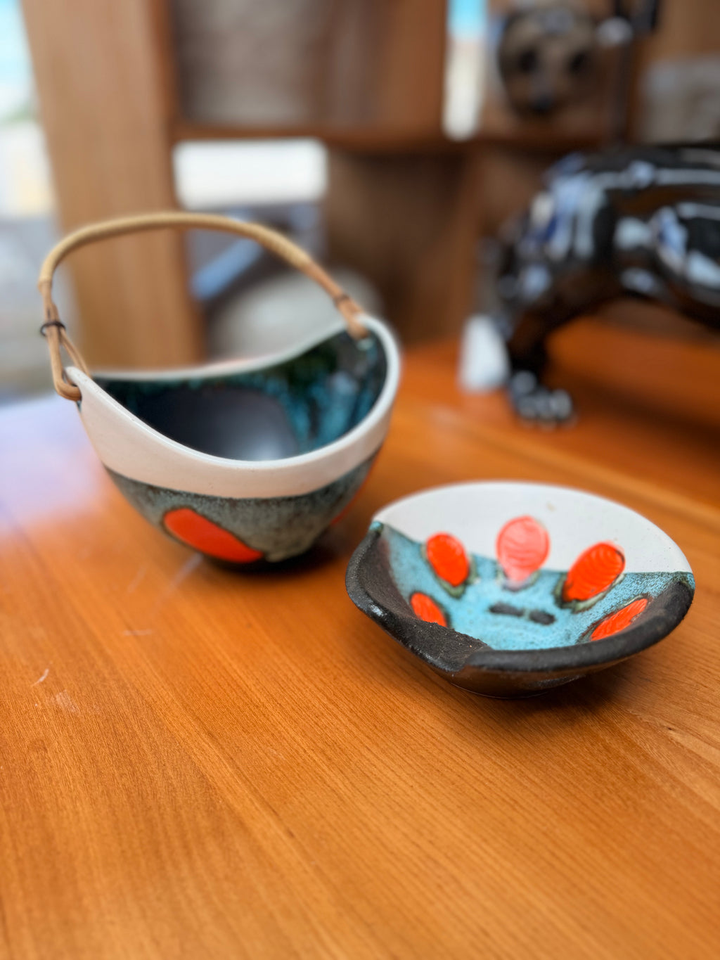Duo de Céramiques d'Art — Pousse-Café & Vide-Poche par Tscherny / Vallauris (Années 50-60)