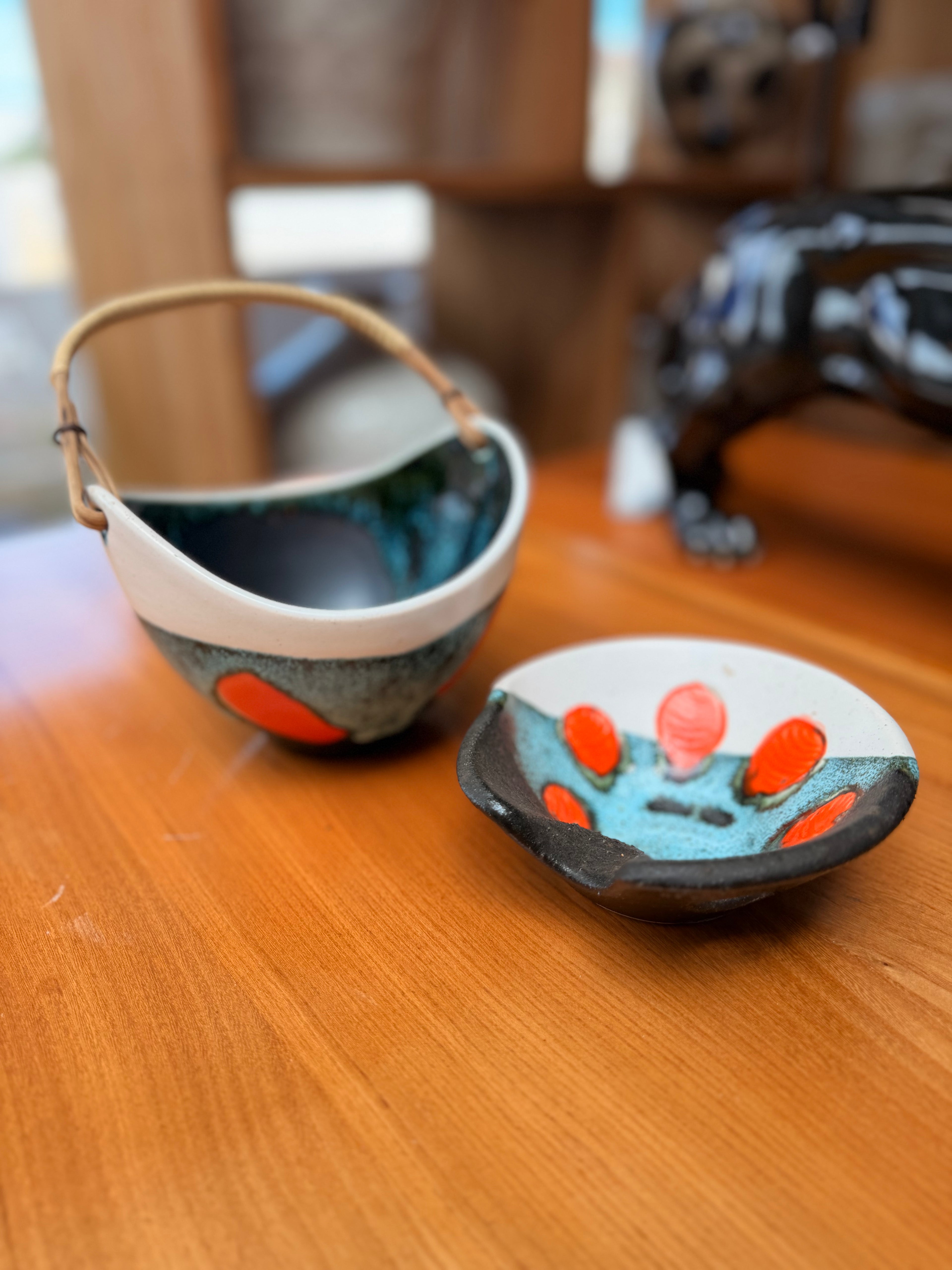Duo de Céramiques d'Art — Pousse-Café & Vide-Poche par Tscherny / Vallauris (Années 50-60)
