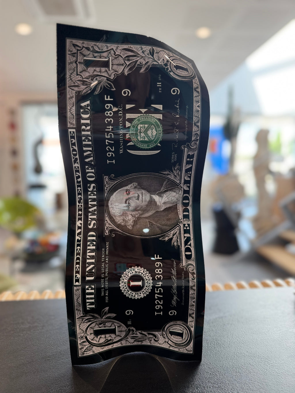 Sculpture Pop Art « One Dollar » en aluminium — Karl Lagasse