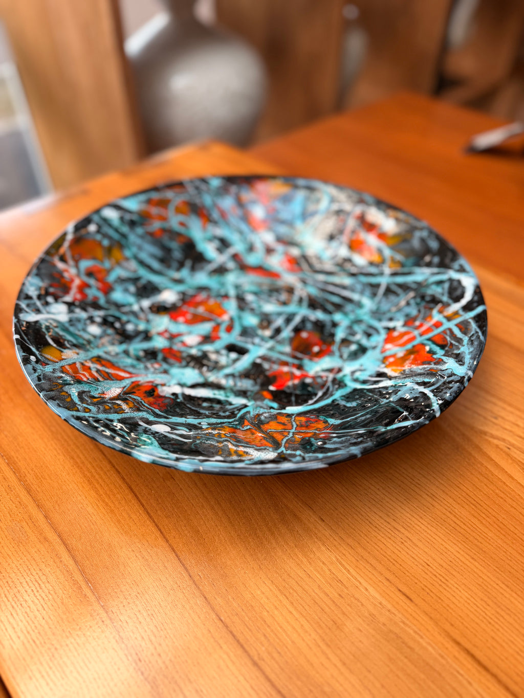 Grand Plat / Coupe Wall Art en Céramique Abstraite — Jackson Pollock — Vallauris (Années 50-60)